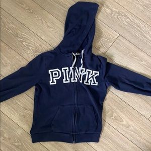 PINK sweater jacket blue with PINK logo